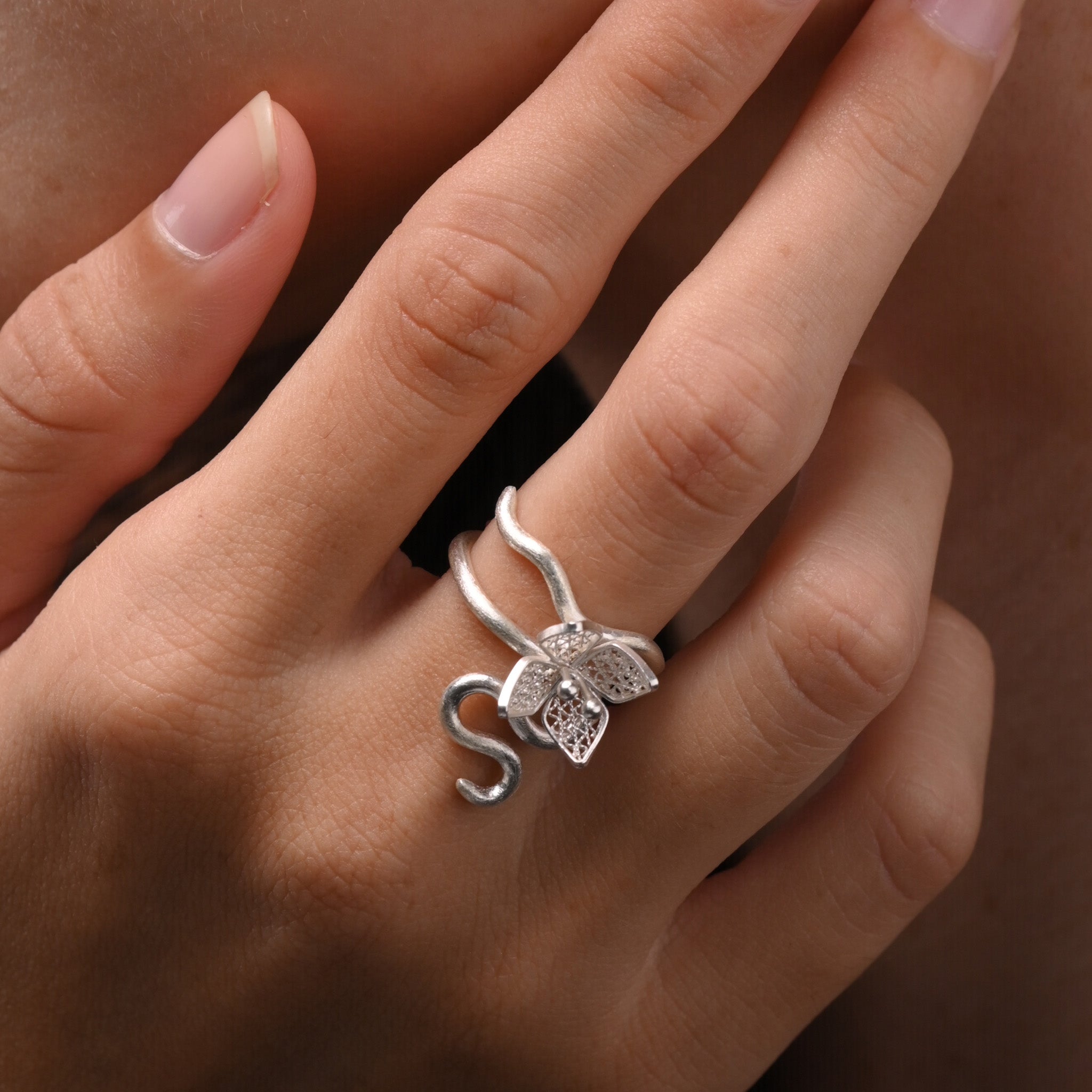 Ixora Filigree Branch Ring in Sterling Silver
