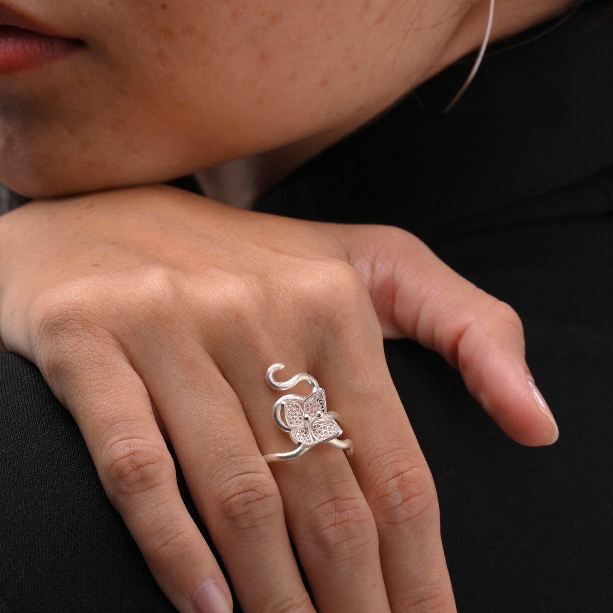 Ixora Filigree Branch Ring in Sterling Silver