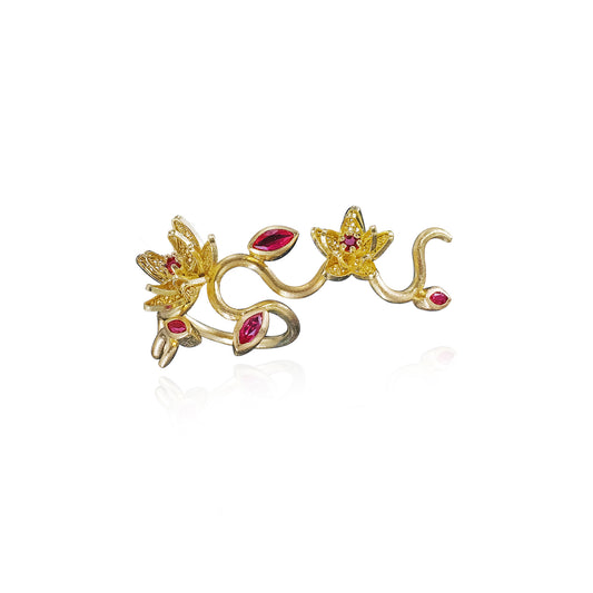 Jasminum Wrap Ring (18k yellow gold ruby ring)