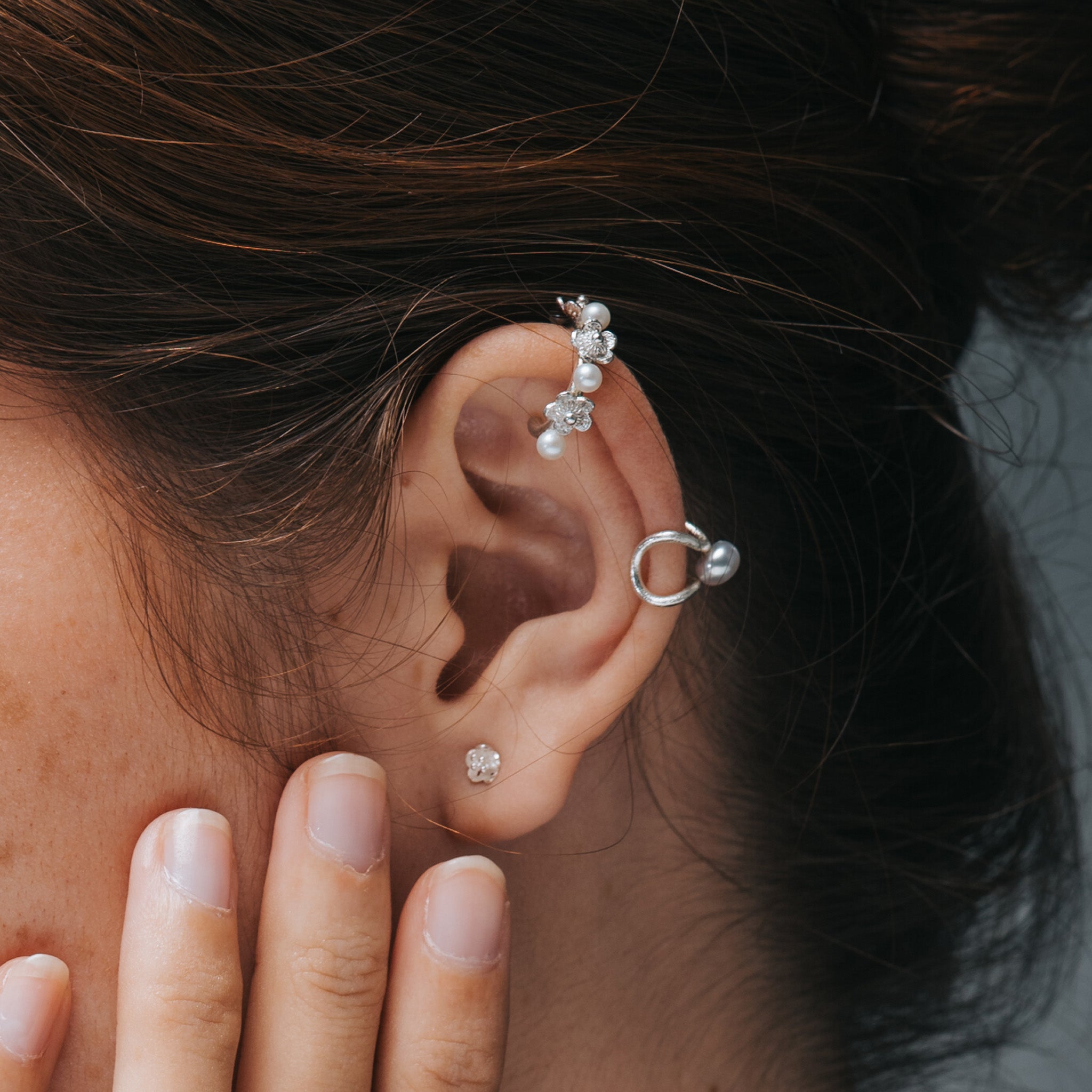 Lobularia Filigree Ear Cuff in Sterling Silver (Single)