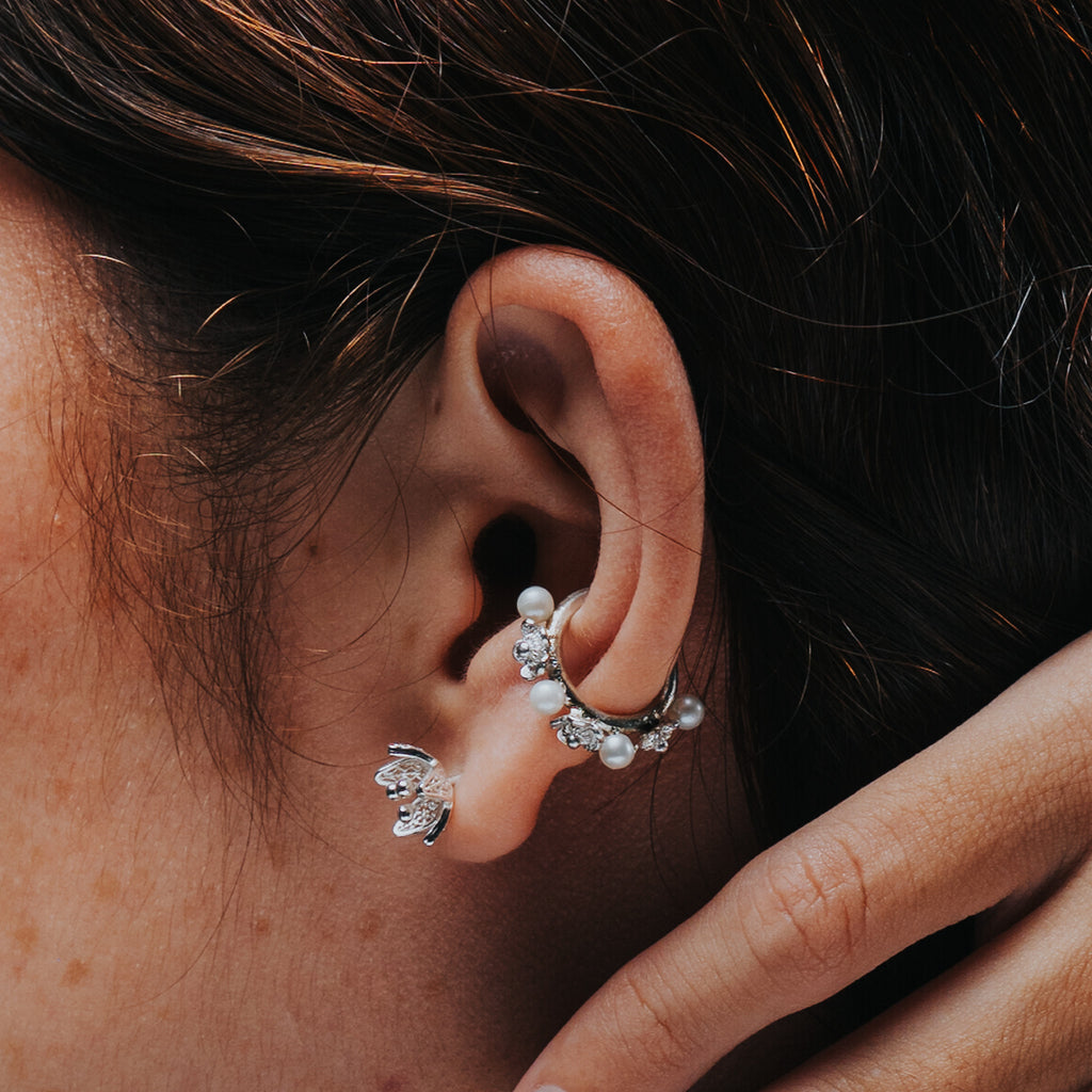 Lobularia Filigree Ear Cuff in Sterling Silver (Single)