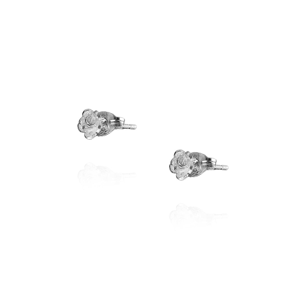 Lobularia Filigree Micro Ear Studs in Sterling Silver