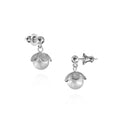 Phlox Filigree Dangling Ear Studs in Sterling Silver with Pearl