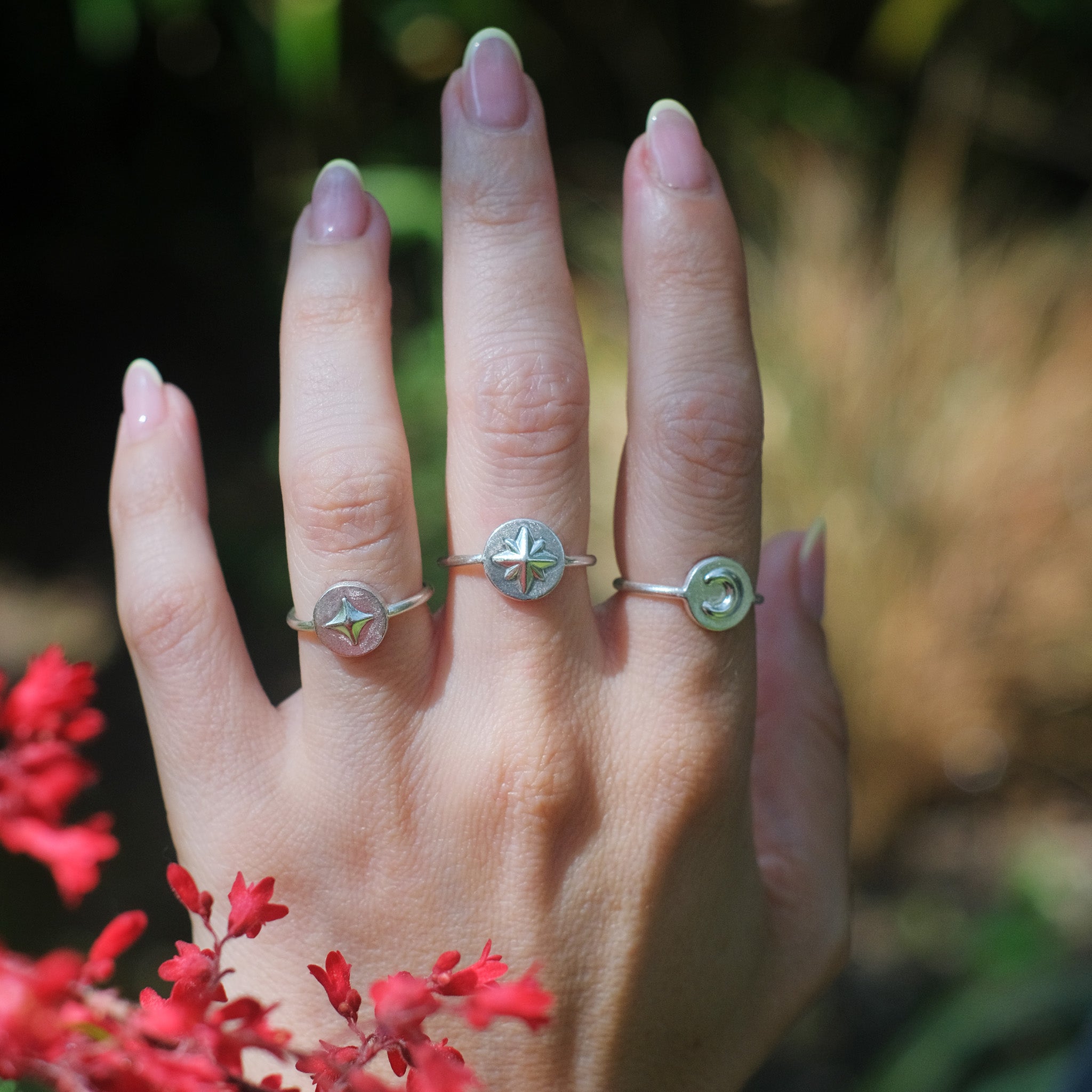 Polaris Reverse Signet Ring in Sterling Silver