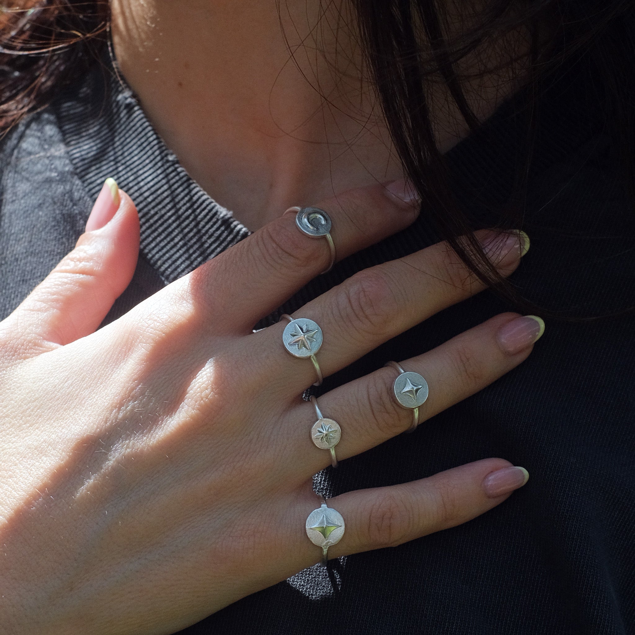 Polaris Reverse Signet Ring in Sterling Silver