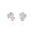 Prunus Filigree Ear Studs with Pearl Backings in Sterling Silver