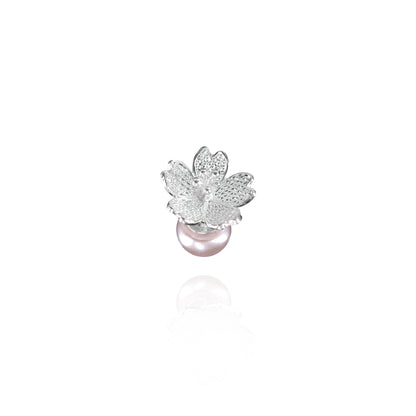 Prunus Filigree Ear Studs with Pearl Backings in Sterling Silver