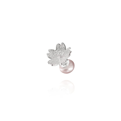 Prunus Filigree Ear Studs with Pearl Backings in Sterling Silver
