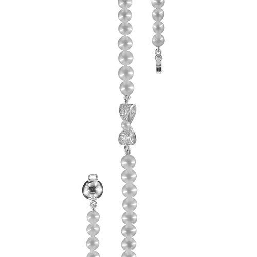Filigree Ribbon Bracelet in Sterling Silver with Pearl