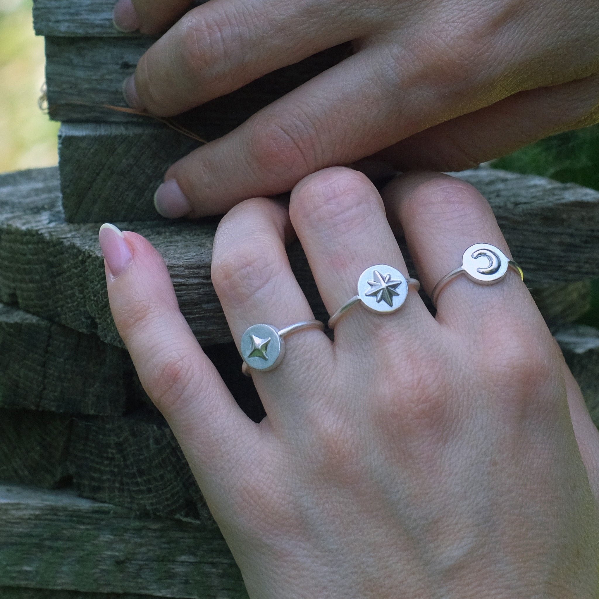 Sirius Asteriskos Reverse Signet Ring in Sterling Silver
