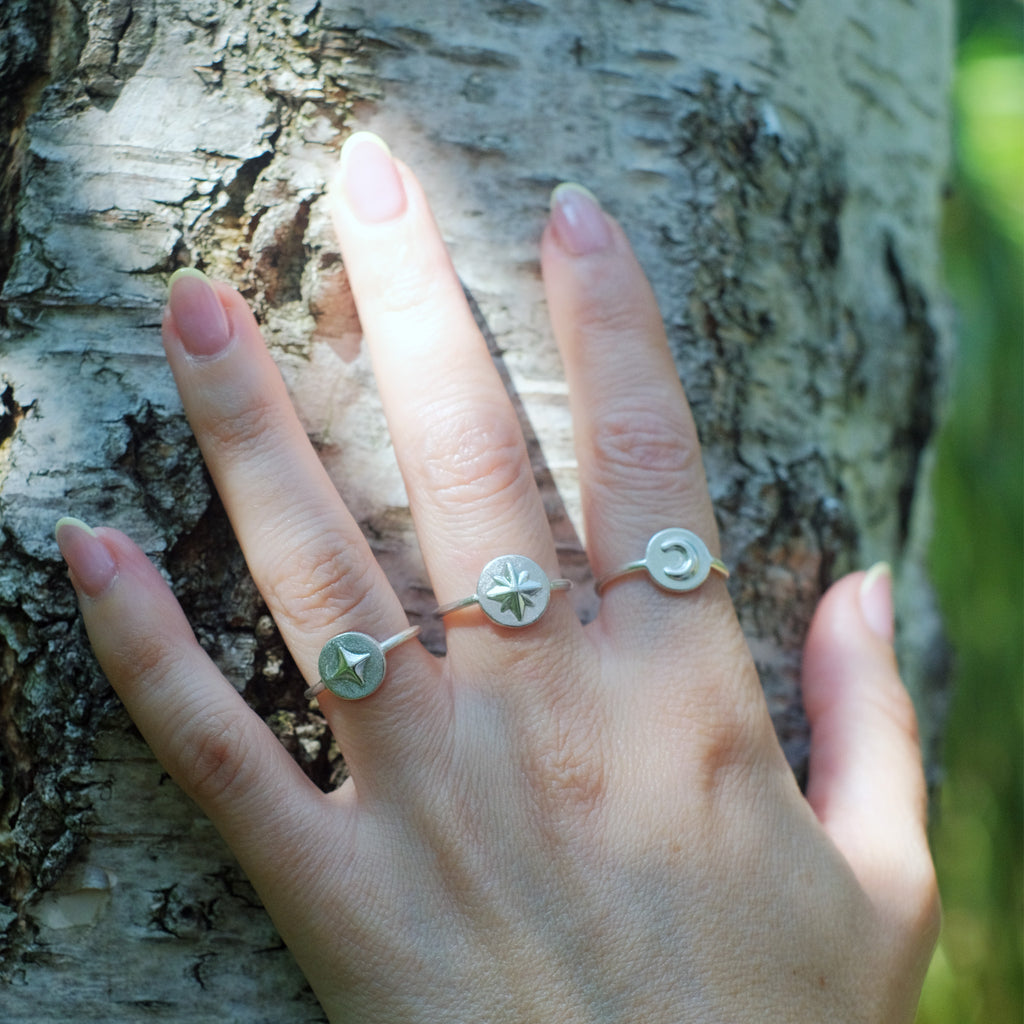 Sirius Asteriskos Reverse Signet Ring in Sterling Silver