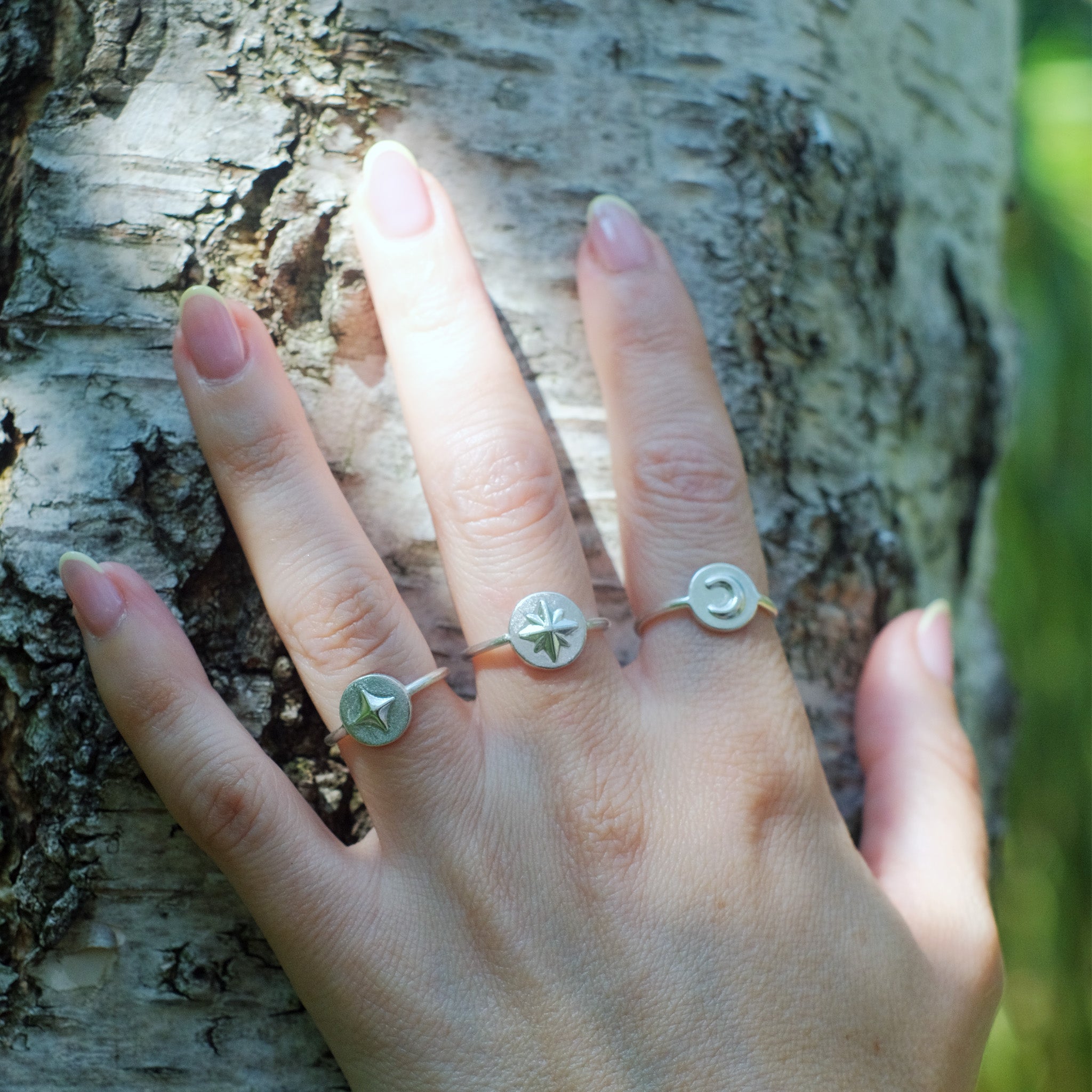 Sirius Asteriskos Reverse Signet Ring in Sterling Silver